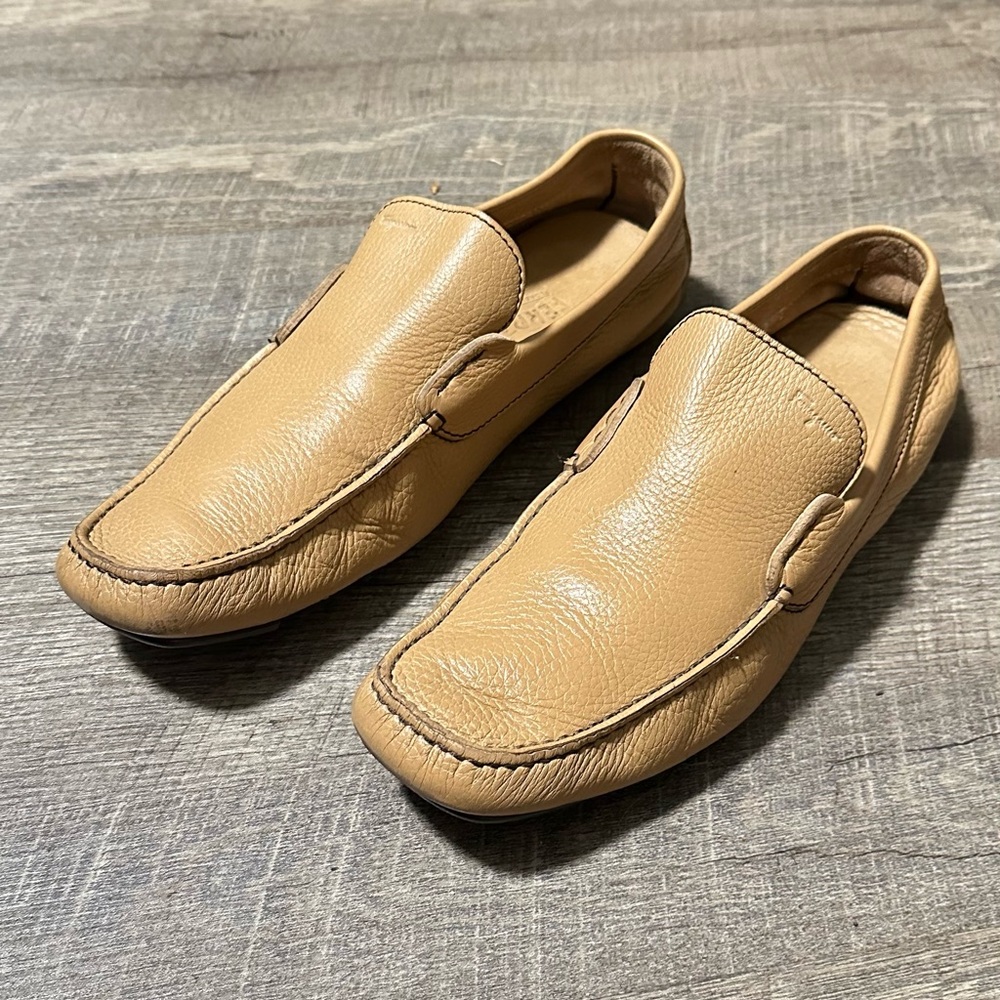 Salvatore Ferragamo Slip On Sz 9 Mens 008871 Tan Leather Comfort Shoes Loafers